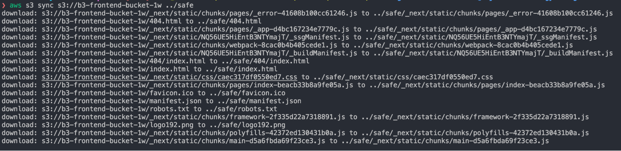 使用 AWS CLI sync 命令下载存储桶内容